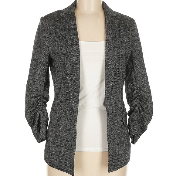 H&M Open-Front 3/4 Gathered Sleeve Tweed Blazer - Picture 1 of 10
